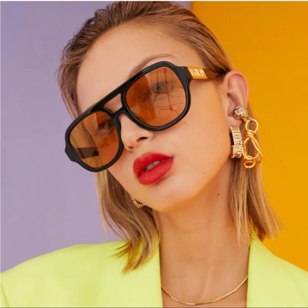 Poppy Lissiman JimBob Black/Yellow Sunglasses EUC